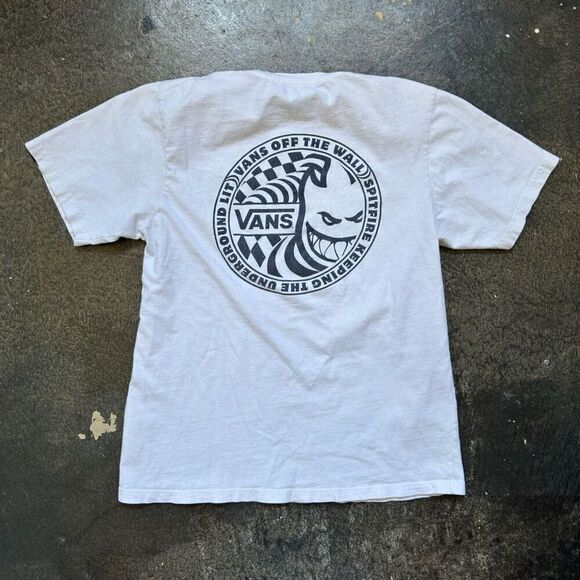 Vans Off The Wall X Spitfire White Short Sleeve Kids T-Shirt Size Large Used - Picture 9 of 10